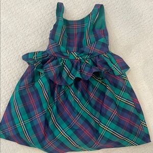 Janie and Jack Plaid Kids Dress in Green and Blue